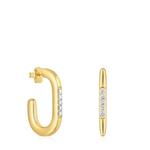 35 mm Hoop earrings with 18kt gold plating over silver and laboratory-grown diamonds Line LGD