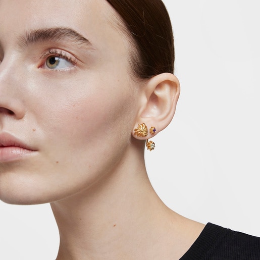 Arracades petites amb bany d'or de 18kt sobre plata Galia