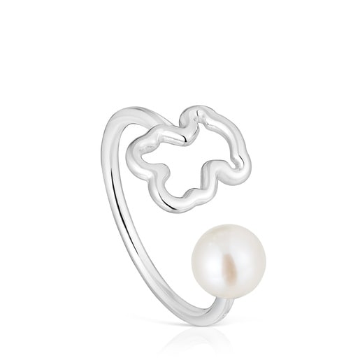 Anello aperto in argento con perla coltivata New Silueta