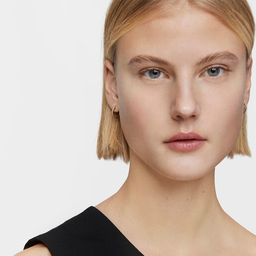 Short hoop Earrings in gold with 15 mm diamonds Les Classiques