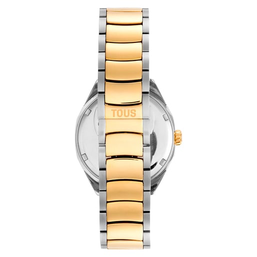 Montre analogique avec mouvement suisse, cadran en nacre et bracelet à maillons en acier de deux couleurs TOUS Now