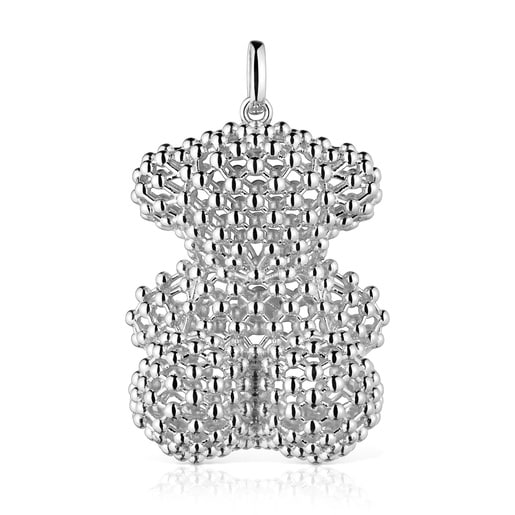 Colgante oso grande texturizado de plata Bold Bear