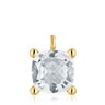 Pendentif en argent plaqué or 18 ct et quartz cristal de roche grand Color White