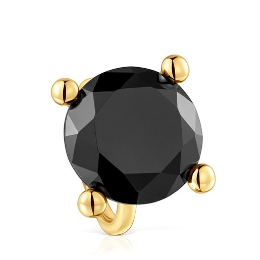 Bague en argent plaqué or 18 ct et onyx grande Color Black