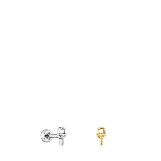 Pack de piercings de oreja de acero IP dorado y plateado TOUS MANIFESTO