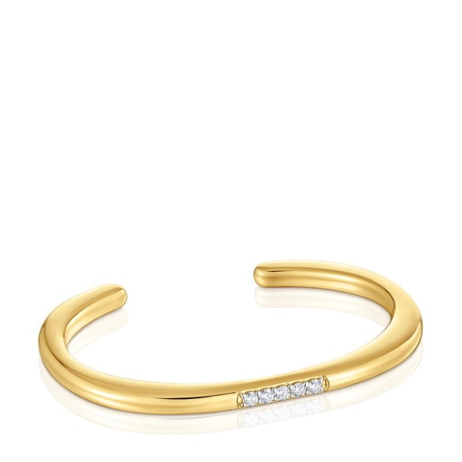 Pulsera esclava con baño de oro 18 kt sobre plata y diamantes creados en laboratorio Line LGD