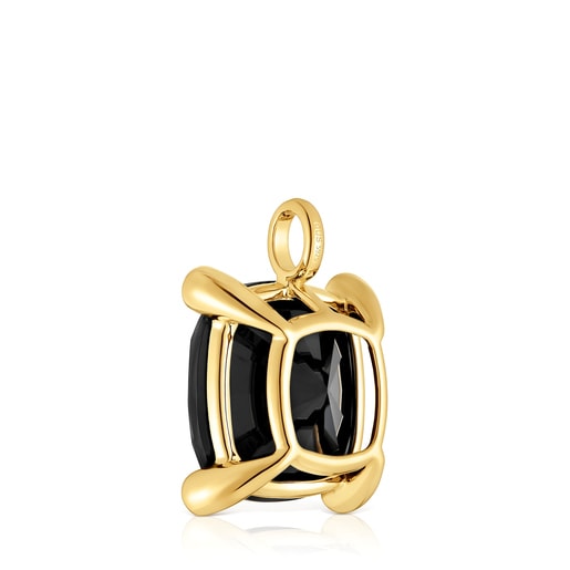 Pendentif en argent plaqué or 18 ct et onyx grand Color Black