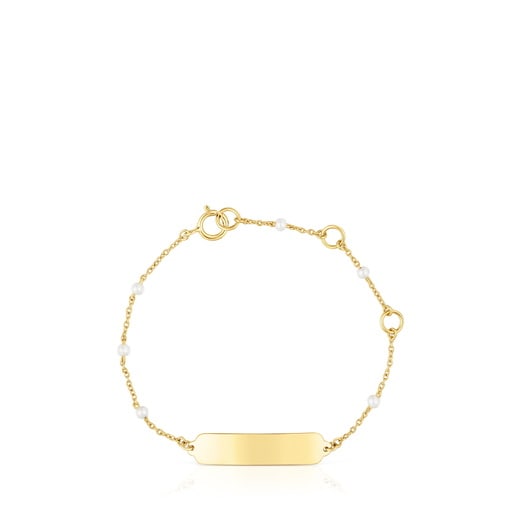 Pulsera placa de oro y perlas cultivadas TOUS Baby