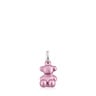 Colgante oso pequeño de acero en color rosa claro Bold Bear