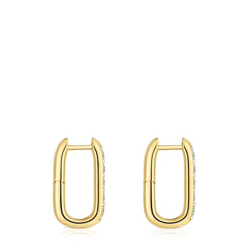 Aretes de aro con baño de oro 18 kt sobre plata y diamantes creados en laboratorio 18,5 mm Line LGD