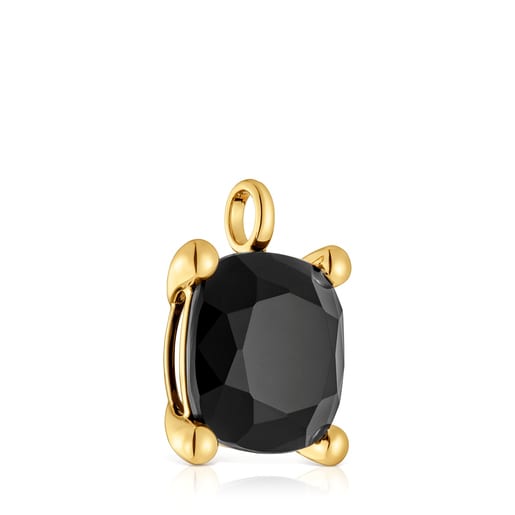 Pendentif en argent plaqué or 18 ct et onyx grand Color Black